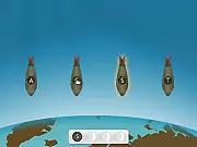 Play When Words Attack online game free. Image shows jumbled letters on a bomb heading toward Earth.