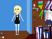 A young girl dressed up in unique scene fashion style, selecting clothes in the Scene Dress Up game online.