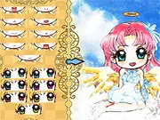 Celestial Angel Dress Up online game screenshot, showing an angel character wearing a beautiful white gown and large feathered wings