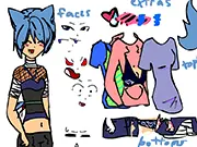 Human Bluestar Dress Up free online game screenshot showing a customizable character with various fashion options and expressions on PlayArcadeHub