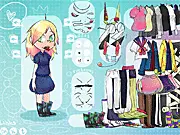 Gobi Dress Up game screenshot showing the character Gobi with many different dress-up options like a ninja costume and a rabbit suit