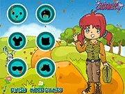 Gameplay screenshot of the Hiking Trail Dressup game, showing a girl in a cute, practical hiking outfit with shorts, a top, and sunglasses.