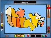 Interactive map screen of Canada for a geography quiz game, identify all 10 provinces and 3 territories free online