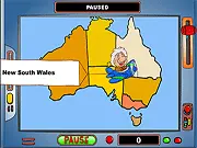 Interactive map screen of Australia for a geography quiz game, identify all 8 states and territories free online