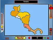 Interactive map screen of Central America for a geography quiz game, identify countries free online