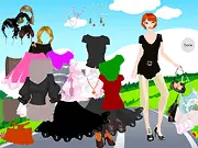 Screenshot of Fashion Mania Dressup Online game showing a stylish model ready for a photoshoot with different clothing and accessories. Play free online fashion game.