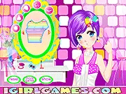Screenshot from the Rushing for Summer Dressup game showing the character Lily in a glamorous summer outfit, surrounded by various fashion accessories and clothes. Play free online dress-up game.