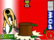 Play Hau Den Dax! High Striker free online arcade game, hitting the strength test button to make the power rocket fly high on the graph