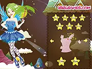 Happy Fairy Dressup free online game screenshot featuring a beautiful fairy with wings and a magical outfit on PlayArcadeHub