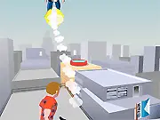 The Sky Diver free online game screenshot, showing a skydiver in mid-air aiming for a swimming pool target on PlayArcadeHub