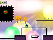 Tiny Massive Galaxy gameplay screenshot showing a tiny character jumping across platforms in a space-themed, custom-built level.