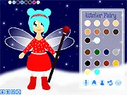 Winter Fairy Dress Up free online game, cute fantastical creature, fairy with numerous wings and bright colors, magical snowfall dress up