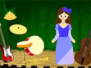Princess Amy Music Dress Up free online game screenshot, character in different musical-themed outfits