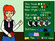 Teacher Dress Up free online fashion game, styling a female teacher in professional and chic classroom attire.