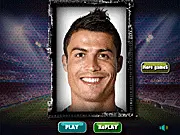Funny Ronaldo Face Maker free online game screenshot, showing a highly distorted and funny face of the famous football player Ronaldo