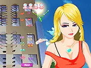 Screenshot of City Girl Makeover game showing a fashionable girl with stylish makeup and freshly colored hair