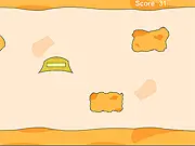 Alien Cave free online game screenshot showing a space craft flying through a dark, narrow cave tunnel with sharp rock obstacles.