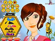 Bee Movie Makeover game free online, stylist applying makeup and accessories to Vanessa Bloome