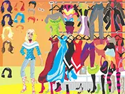 Angie Dressup game screen, a female character named Angie wearing a stylish outfit, play free online fashion game