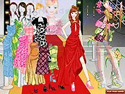 Gown Catwalk Dressup online game screenshot, model wearing a long elegant gown and accessories
