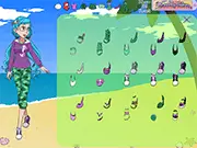 The Little Mermaid Ariel wearing a stylish modern beach dress and accessories in the Modern Ariel Dressup free online game.