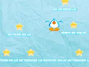 The main screen for the Ultimate Beaky game, showing the small yellow chick Beaky hopping over a challenging, block-based platforming obstacle on a green background.