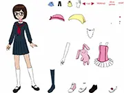 Fujioka Haruhi Dressup game screenshot showing the character Haruhi in a new, cute dress and style, anime fashion game online