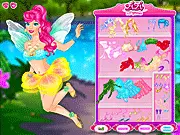 Summer Fairy Princess Dress Up free online game screenshot, showing a magical fairy girl with wings, wearing a beautiful floral summer dress and accessories