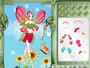 Flower Fairy Gigi wearing a beautiful dress and wings in the free online dress up game