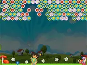Dora Flower Shooter free online game, playing a bubble shooter with colorful flowers, Dora the Explorer, and Boots the monkey