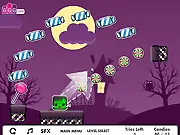 Blocks Happy Halloween game screen showing a block being launched to collect candies on a festive, spooky level, free online puzzle game