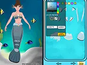 Mermaid Doll Maker game interface showing a beautifully customized mermaid with a colorful tail and accessories