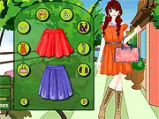 Spring Fashion Girl free online dress up game screenshot, cute girl wearing a floral spring dress and accessories, PlayArcadeHub