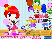 Cool Guitar Cutie online game, Linda choosing stylish dress and a cool guitar, free music-themed dress up game, popular guitar girl