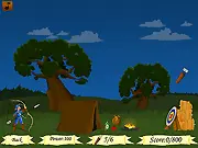 Blue Archer free online bow shooting game, skilled archer aiming at target on PlayArcadeHub, relaxed short game with arrows