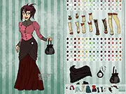Screenshot of Victorian Butterfly dress up game showing the character Nesty in an elegant Victorian-style gown