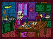 Atmospheric screenshot of Coma 45 online game with dark, hand-drawn graphics and a cryptic computer screen