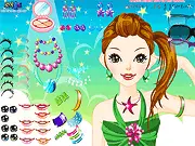 Screenshot of the Sweet Blonde Style game showing a fashion model with blonde hair in the process of a beautiful makeup and outfit makeover.