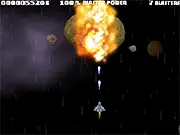 Roid Blasters free online game screenshot, player ship blasting asteroids in space, arcade shooter
