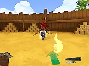 A spinning medieval axe mid-air heading toward a wooden archery-style target in the Axe Tossing online game. Play free on PlayArcadeHub.