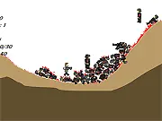 Intense action scene from the free shooting game Gore Land, showing a character fighting off multiple enemies in a frantic battle.