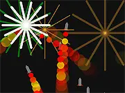 A night sky filled with colorful, exploding virtual fireworks in TheFireworks online game. Play free on PlayArcadeHub.