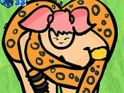 Colossa Pica Destruction free online game showing a huge Giantess character towering over and destroying tiny villages.