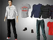 Finn Hudson Dress Up online game icon showing the character from William McKinley High smiling, with various clothing items selectable.