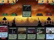 Free online gameplay screenshot of Arco Summoner, showing a digital card game interface with creatures and spells on the battle board