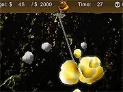 The Gold Digger free online arcade game, using a claw to mine gold and diamonds, classic digging game
