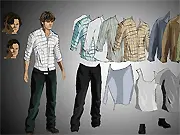 Dress-up game featuring the character Sam Winchester from Supernatural, showing different outfits for the hunter.