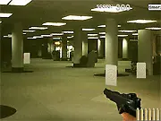 Fire@will free online game screenshot, player aiming a gun at targets during a target practice arcade shooter session
