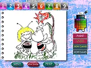 Maya the Bee Drawing Artist free online game screenshot - a child coloring a picture of Maya the Bee