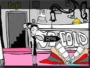 Drawmatiks The Emo Adventure game screenshot, stylized dark platforming level with the emo protagonist, play free online challenging game